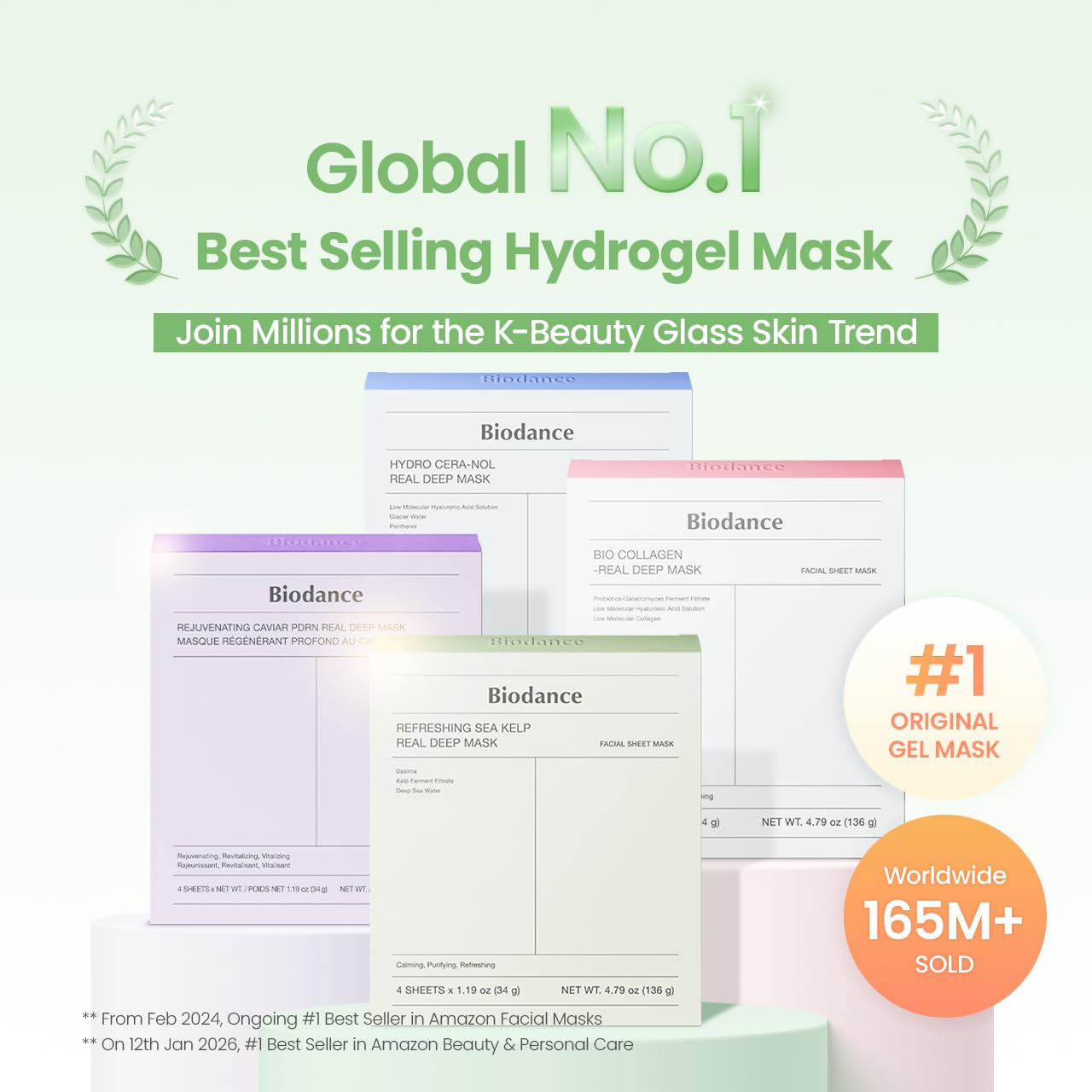 BIODANCE Bio-Collagen Real Deep Mask, Hydrating Overnight Hydrogel Face Mask, Pore Minimizing, Elasticity, Plumping, Travel Essentials & Self Care Gifts for Women, Korean Skin Care | 1.19oz(34g) x 4ea