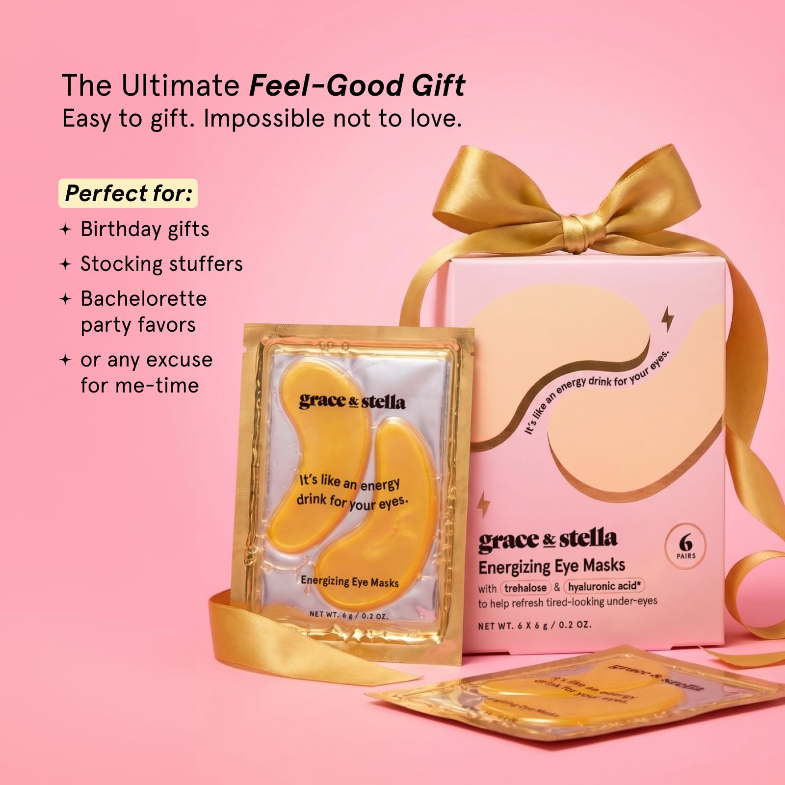 grace & stella Award Winning Under Eye Mask - Birthday Gifts for Women - Gel Eye Patches for Dark Circles, Puffy Eyes, Undereye Bags - Gifts for Mom - Vegan Self Care (24 Pairs, Gold)