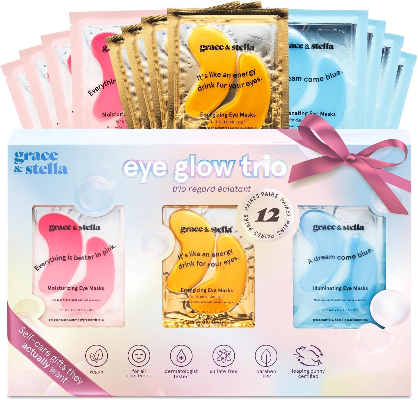 grace & stella Award Winning Under Eye Mask - Birthday Gifts for Women - Gel Eye Patches for Dark Circles, Puffy Eyes, Undereye Bags - Gifts for Mom - Vegan Self Care (24 Pairs, Gold)