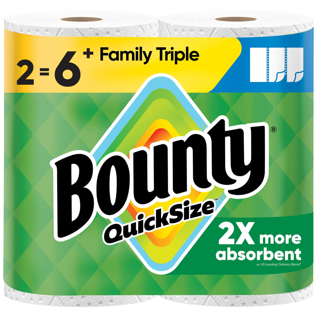 Bounty Paper Towels Quick Size, White, 16 Family Rolls = 40 Regular Rolls