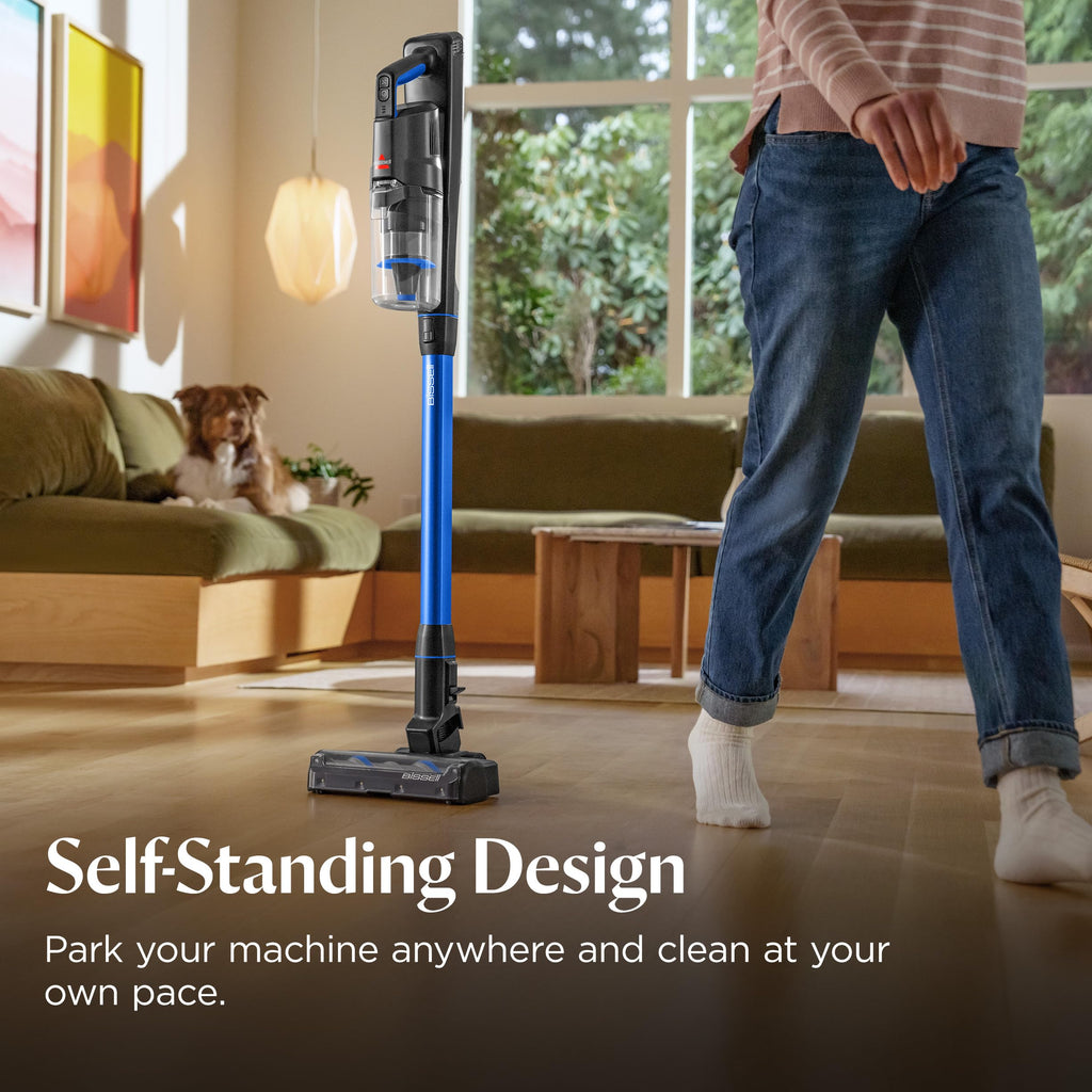Bissell PowerClean DualBrush 280W Self-Standing Cordless Vacuum, DualBrush & AutoAdapt Tech, Self-Cleaning Brush Roll, Strong Suction, Removeable Battery, Upholstery Tool & Bright Headlights, 4196K