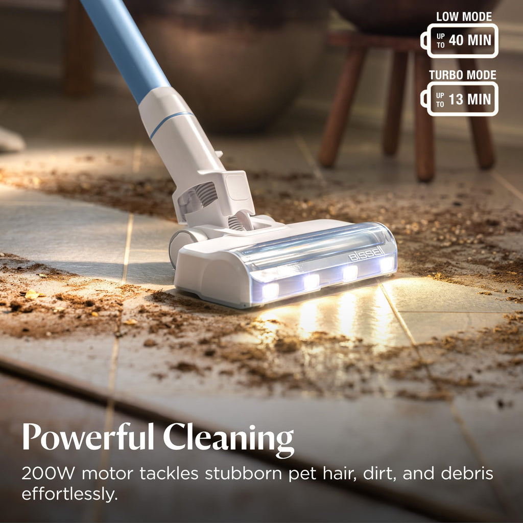 Bissell PowerClean DualBrush 280W Self-Standing Cordless Vacuum, DualBrush & AutoAdapt Tech, Self-Cleaning Brush Roll, Strong Suction, Removeable Battery, Upholstery Tool & Bright Headlights, 4196K