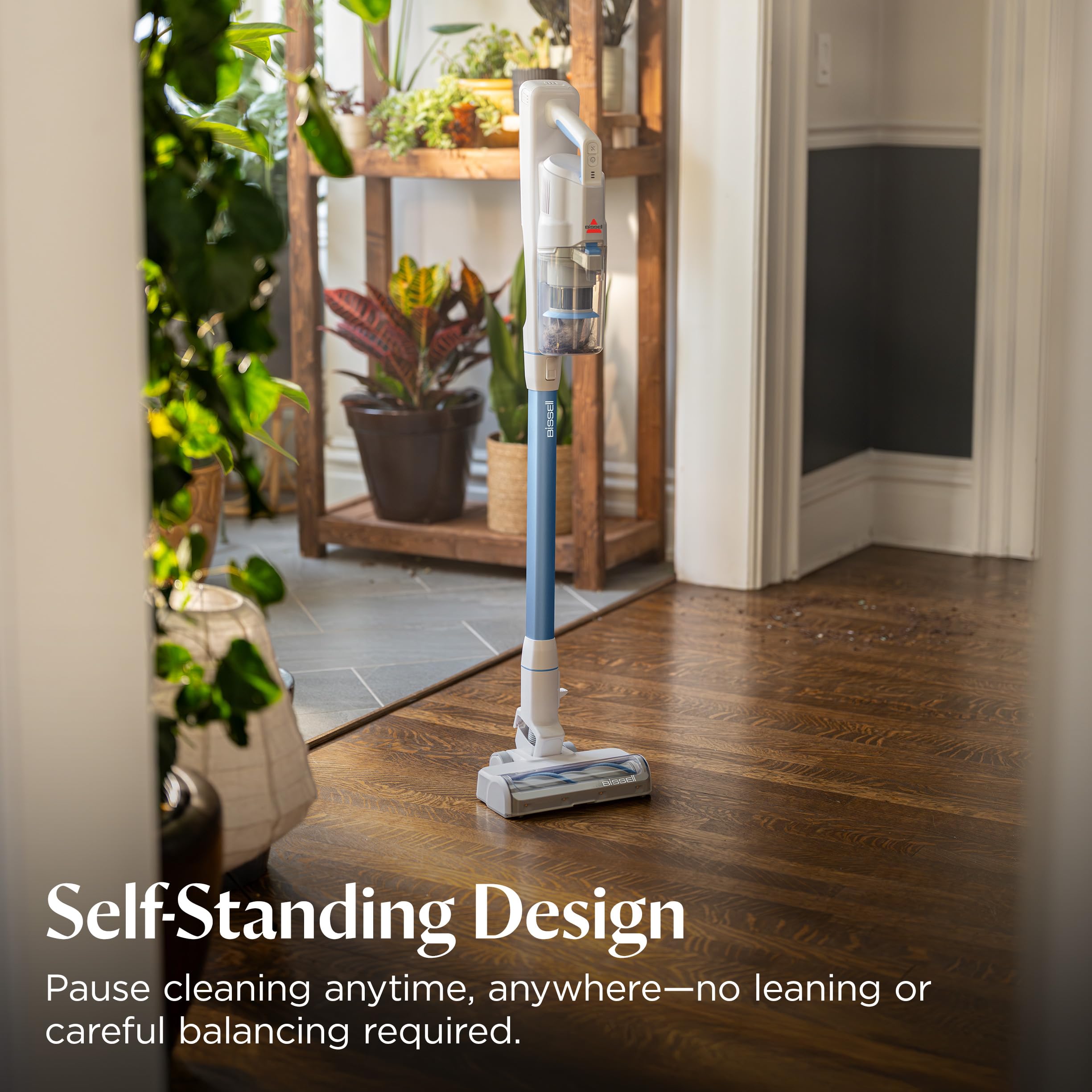 Bissell PowerClean DualBrush 280W Self-Standing Cordless Vacuum, DualBrush & AutoAdapt Tech, Self-Cleaning Brush Roll, Strong Suction, Removeable Battery, Upholstery Tool & Bright Headlights, 4196K