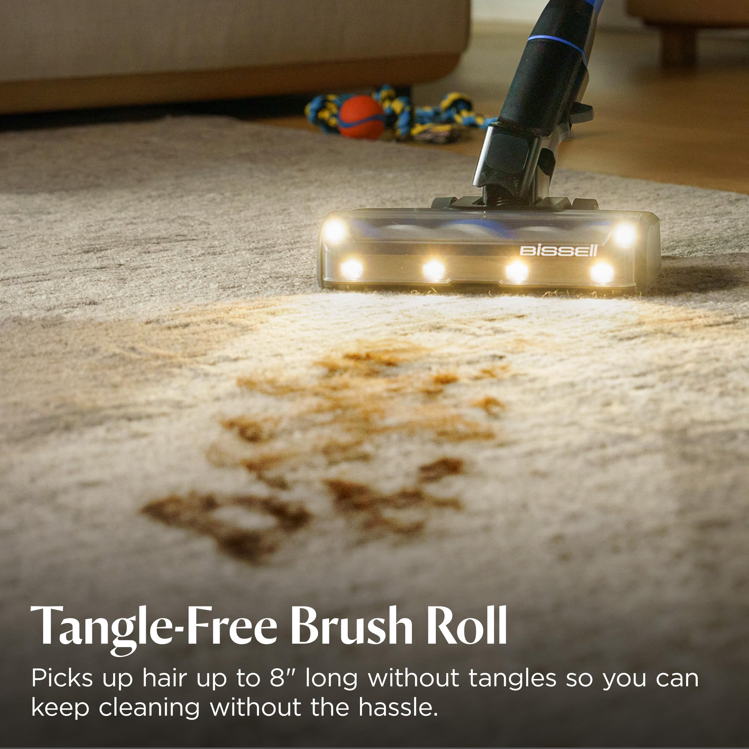 Bissell PowerClean DualBrush 280W Self-Standing Cordless Vacuum, DualBrush & AutoAdapt Tech, Self-Cleaning Brush Roll, Strong Suction, Removeable Battery, Upholstery Tool & Bright Headlights, 4196K