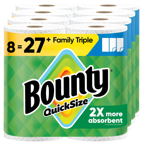 Bounty Paper Towels Quick Size, White, 16 Family Rolls = 40 Regular Rolls