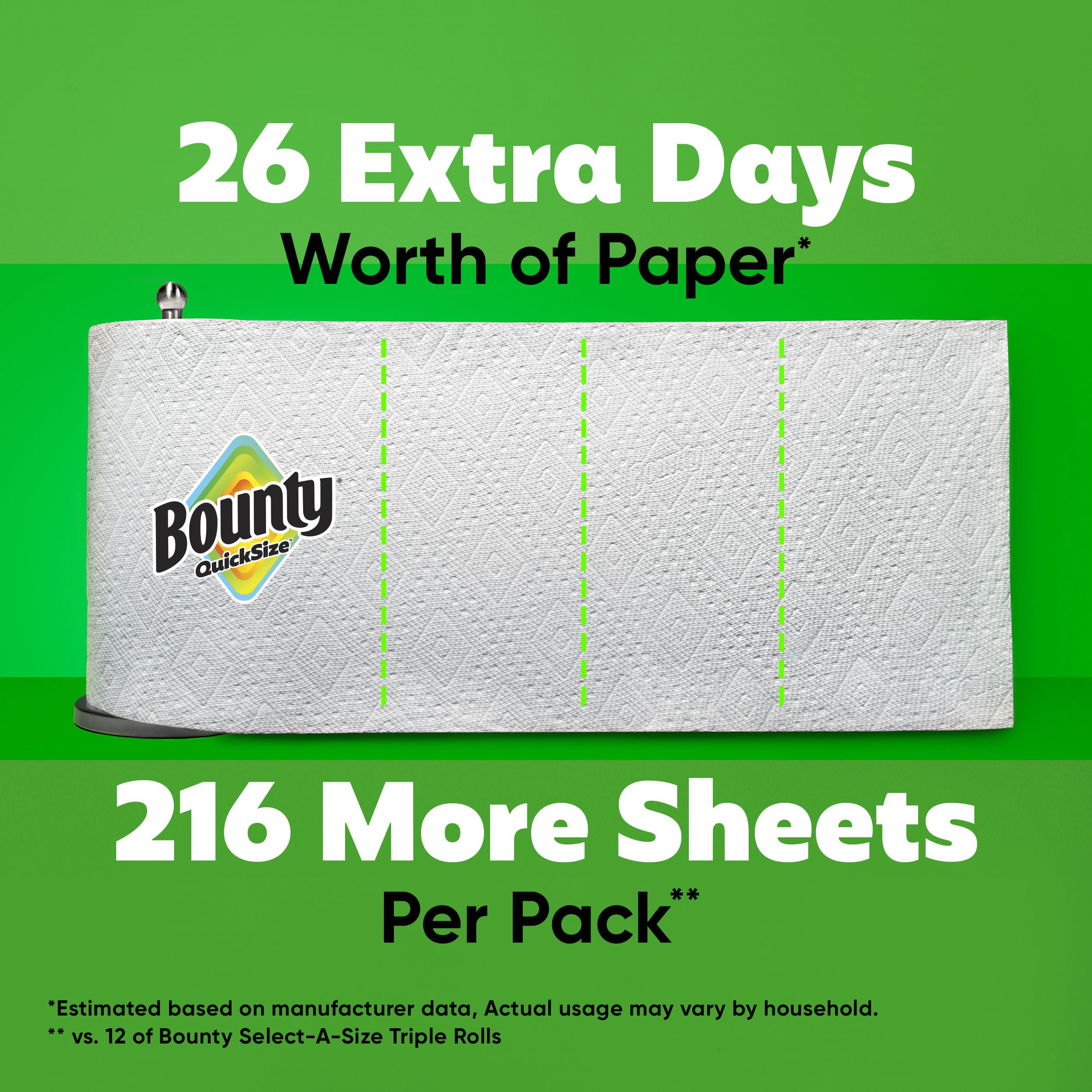 Bounty Paper Towels Quick Size, White, 16 Family Rolls = 40 Regular Rolls