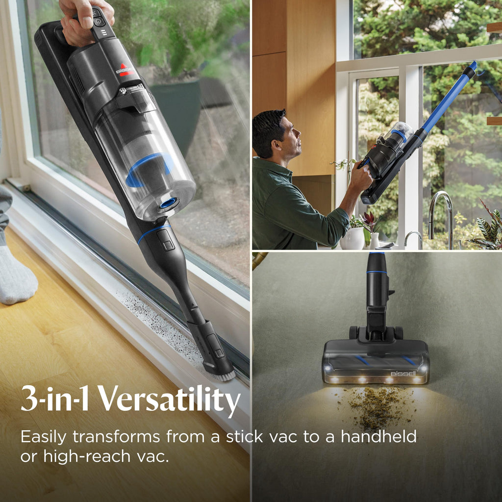 Bissell PowerClean DualBrush 280W Self-Standing Cordless Vacuum, DualBrush & AutoAdapt Tech, Self-Cleaning Brush Roll, Strong Suction, Removeable Battery, Upholstery Tool & Bright Headlights, 4196K