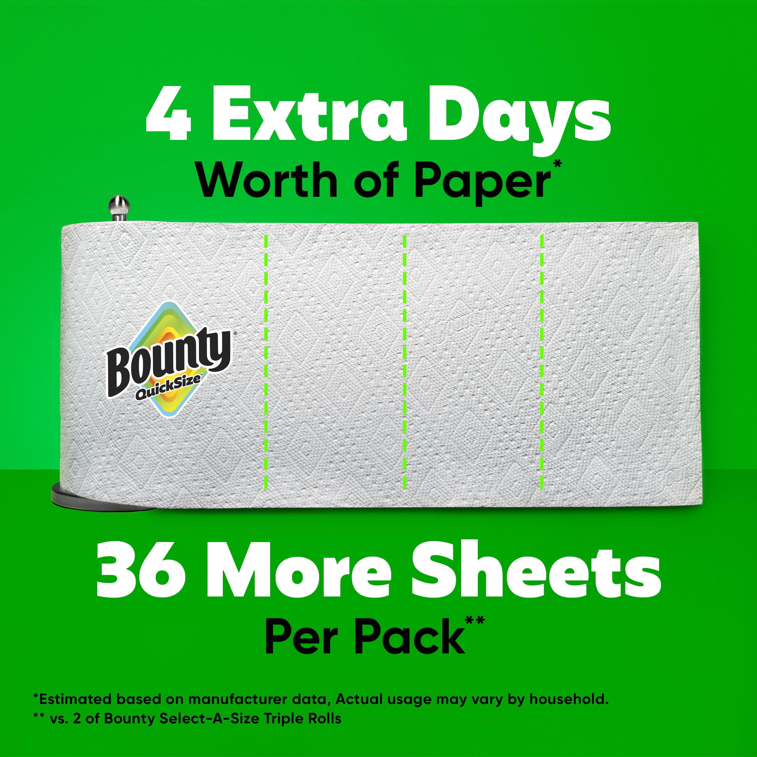 Bounty Paper Towels Quick Size, White, 16 Family Rolls = 40 Regular Rolls