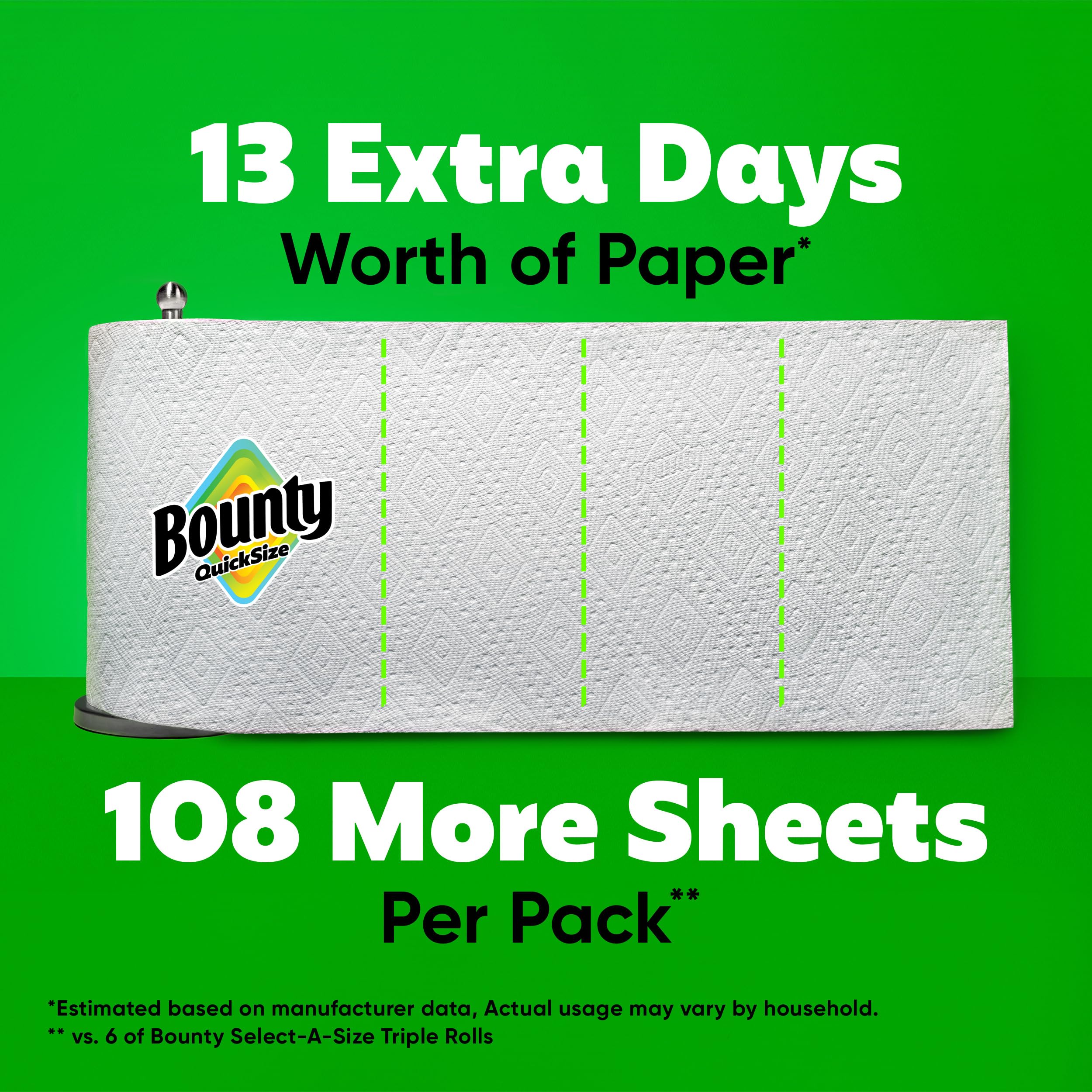 Bounty Paper Towels Quick Size, White, 16 Family Rolls = 40 Regular Rolls